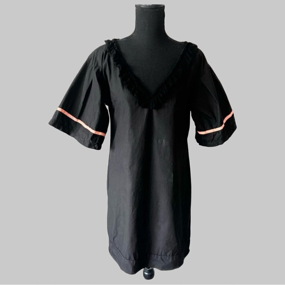 Maryley Black Ruffles Sundress Coverup Dress Made in Italy